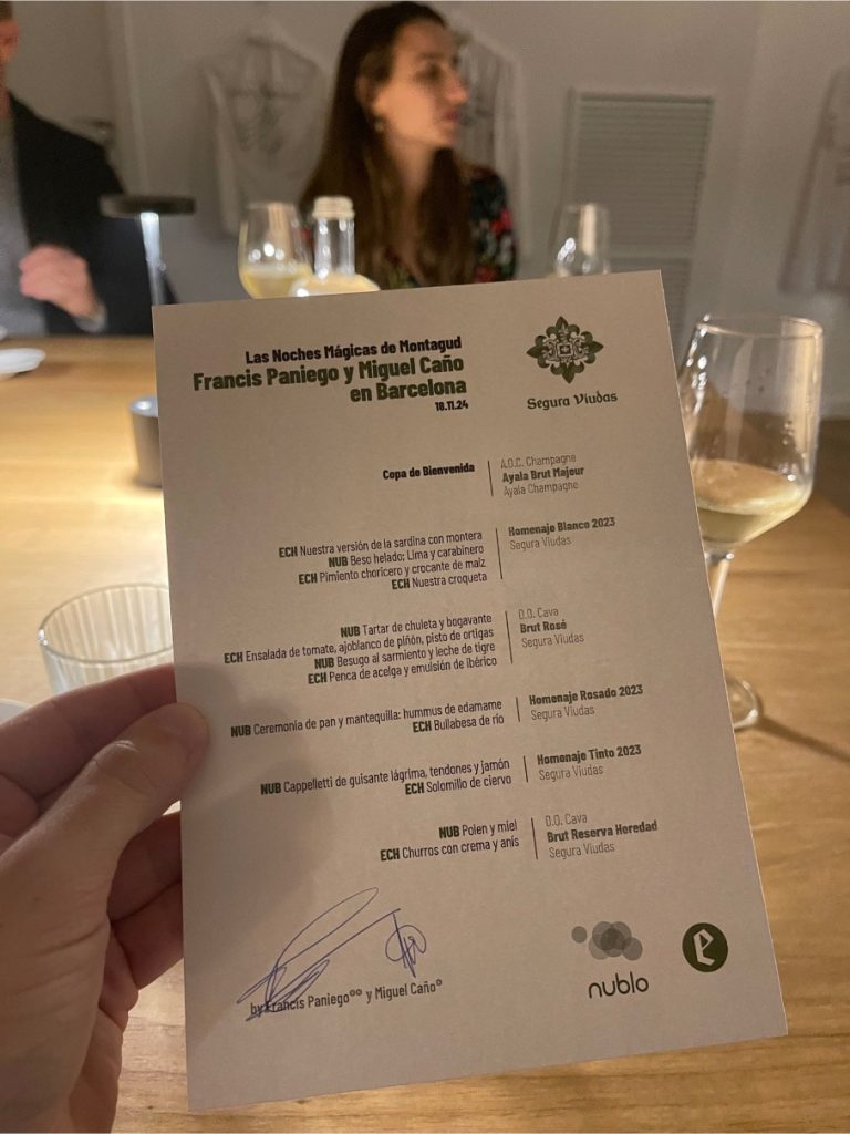 Menú 3 estrellas michelin Montagud 1906 Echaurre y Nublo